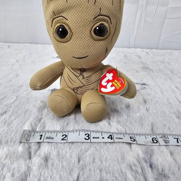 NWT Ty Beanie Baby Groot Plush 8” Marvel Guardians of the Galaxy w/ Heart Tags - Picture 9 of 9